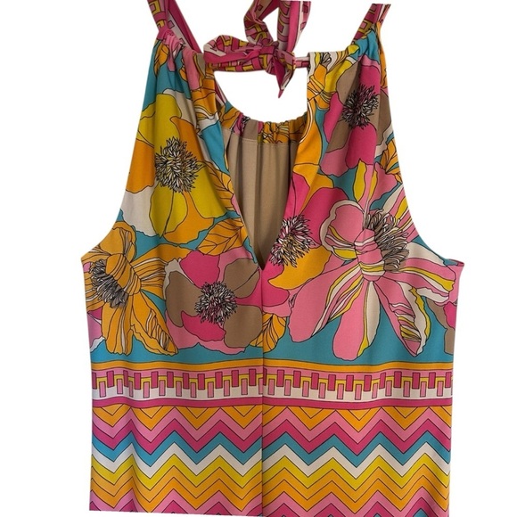Trina Turk Pink and Yellow Halter Sundress Mini - Picture 8 of 13
